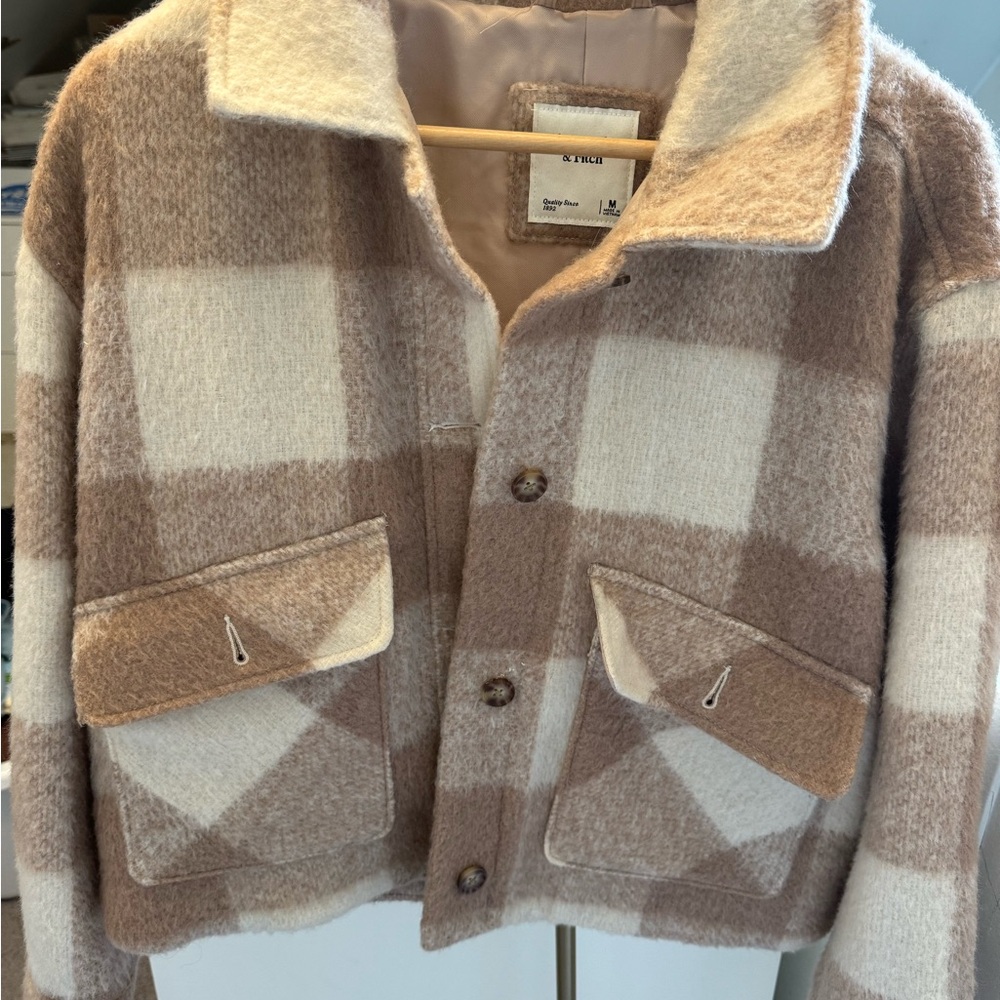 Plaid Wool Blend Jacket